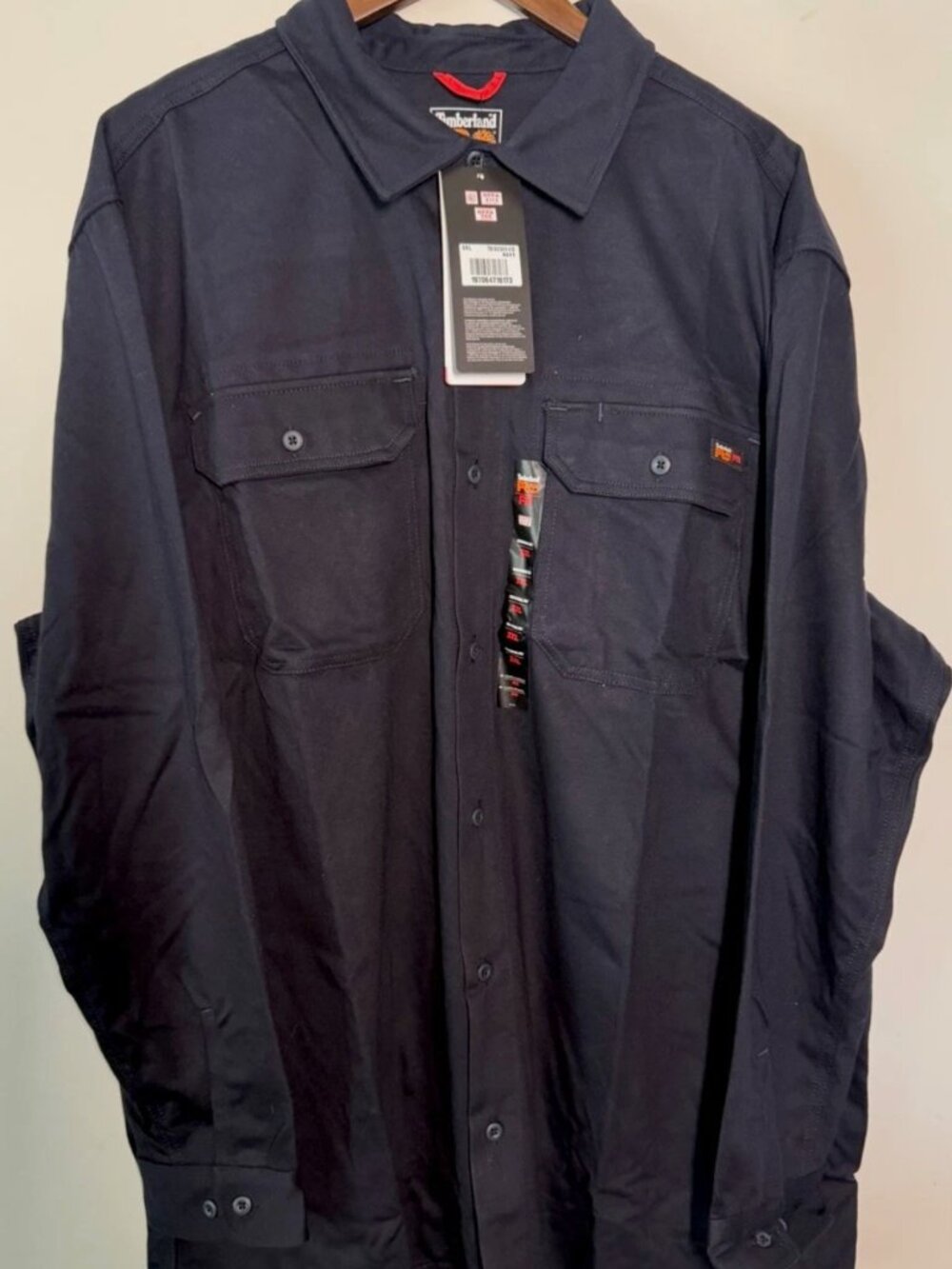 Timberland PRO FR Men’s Navy Long Sleeve Button Front Work Shirt NWT - Picture 6 of 6